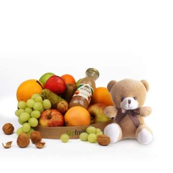 Fruitmand met knuffelbeer klein