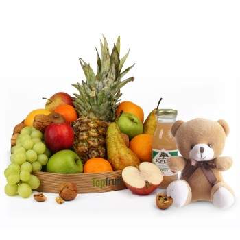 Fruitmand met knuffelbeer standaard