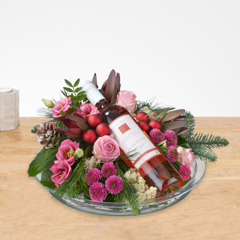 Bloemstuk Kerst met rosé