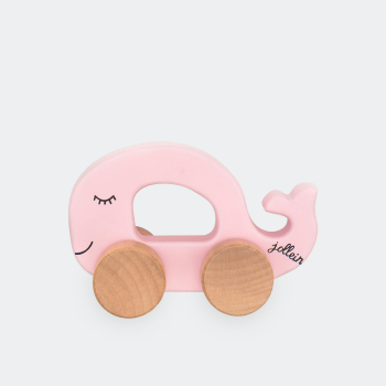 Wooden toy car Whale pink