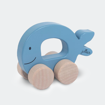 Wooden toy car Whale gray
