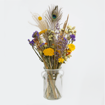 Droogbloemen Plukboeket Bont incl. vaas