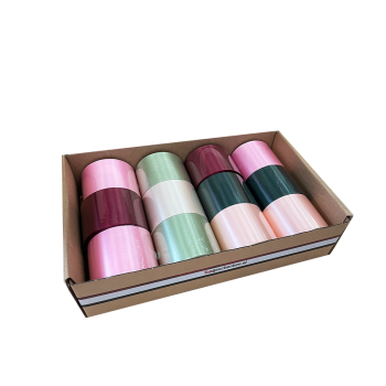Lint zijde 70mm (mix doos 12 rollen) 50 meter