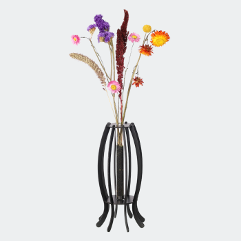 Droogbloemen bont met houten vaas