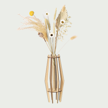 Dried flowers natural with wooden vase