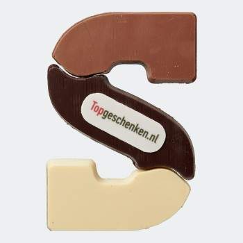 Chocoladeletter S drie smaken met logo