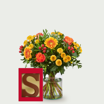 Boeket Noor met chocoladeletter