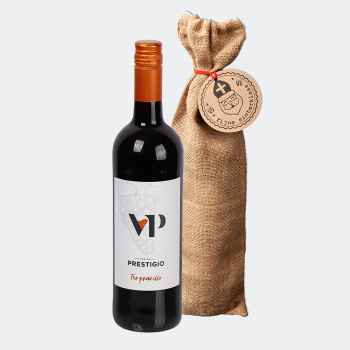 Vino de Prestigio Tempranillo met jute zak Sint