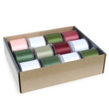Lint dubbel satijn 70mm (mix doos 12 rollen) 25m
