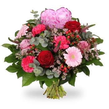 Boeket Love hart roze