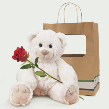 White bear with red rose