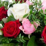 Boeket Romy rood-roze-wit