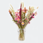 Droogbloemen Boeket Roze incl. vaas