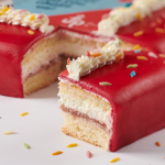 Festive marzipan photo cake red