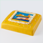 Festive marzipan photo cake yellow