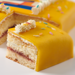 Festive marzipan photo cake yellow