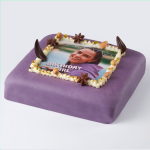 Luxurious marzipan photo cake purple